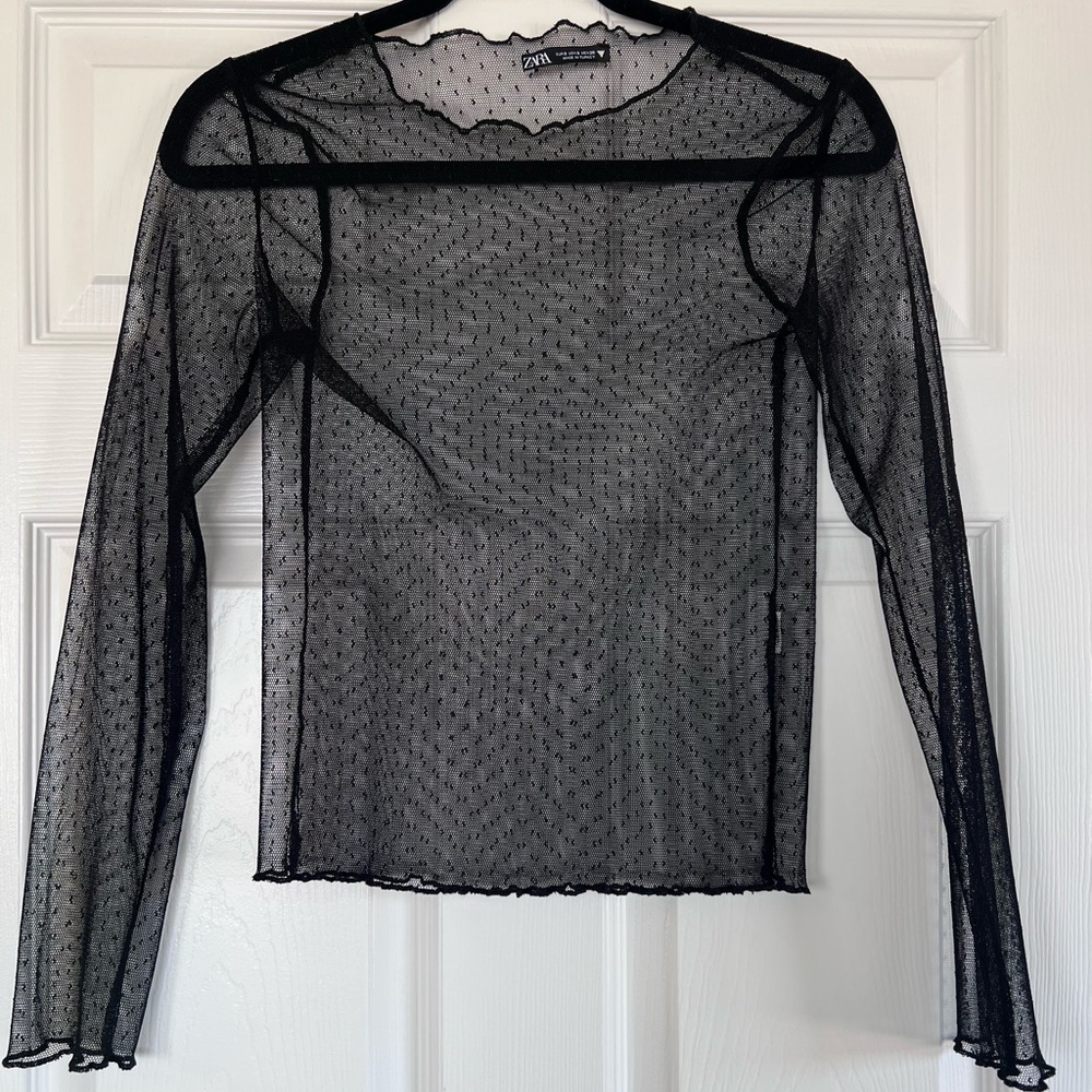 Zara sheer black top, size S